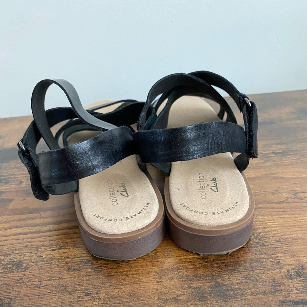 Clarks Declan Mix Black Leather Sandals - Size 7 - Picture 7 of 13